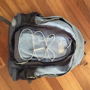 blue North face backpack