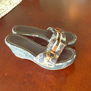 Denim coach slides