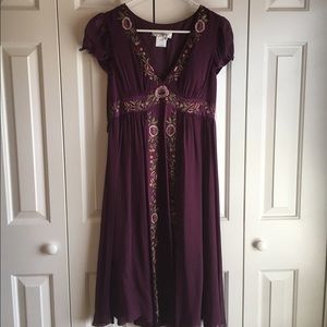 Sue Wong boho dress with embroidered flowers