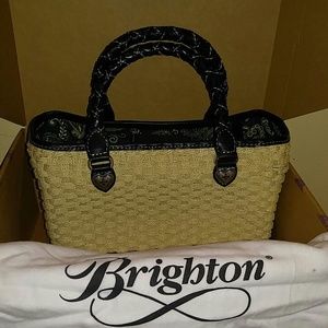 Brighton straw bag black trim