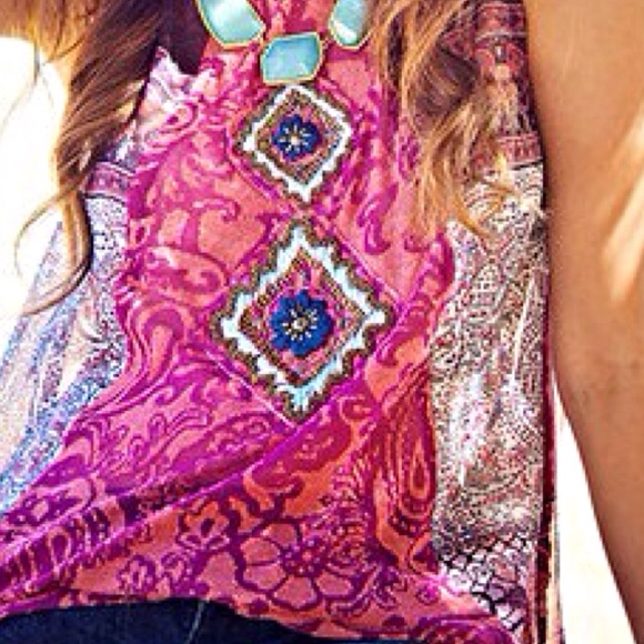 Nick & Mo sheer tunic tank with beading, NWOT - Picture 2 of 4