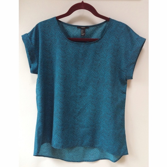 Forever 21 Teal Chevron Top