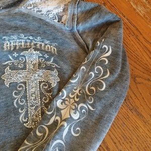 Affliction buckle zip up sweatshirt