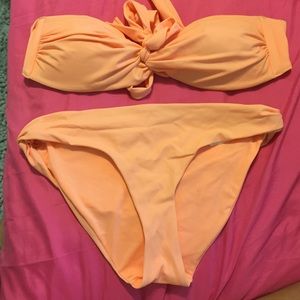 Coral Bandeau Swimsuit Set