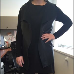 Zara black leather and knit sweater