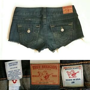 True Religion Joey Cut-off mini jean shorts 28