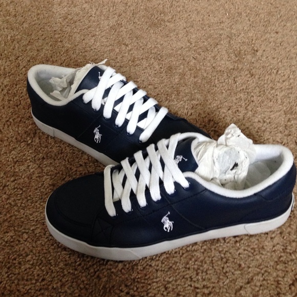 Polo Navy Blue leather sneakers. Only wore once