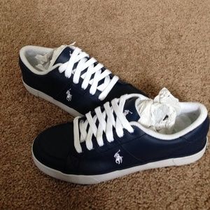 Polo Navy Blue leather sneakers. Only wore once
