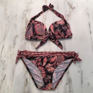 Pink & Black Paisley JETS Bikini
