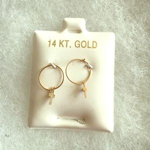 14 karat gold cross earrings