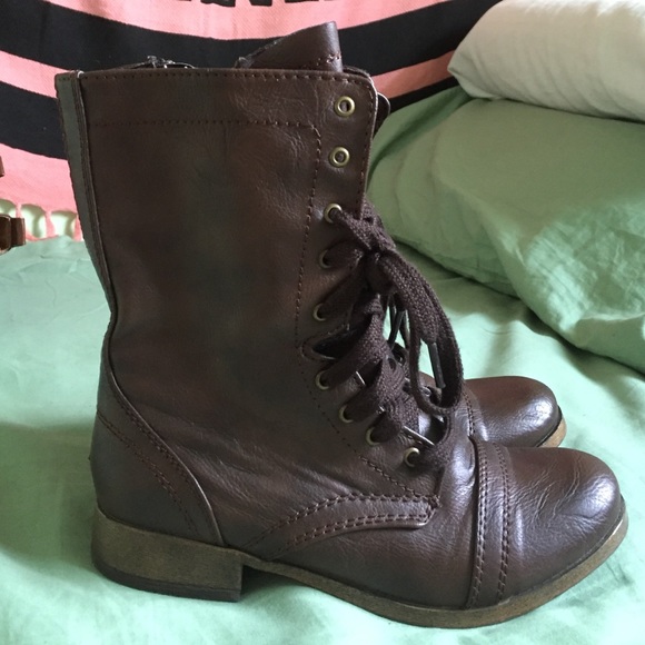 Brown combat boots