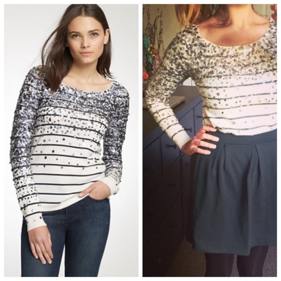 ❌SOLD❌ J. Crew Merino Confetti Stripe Sweater - Picture 3 of 4