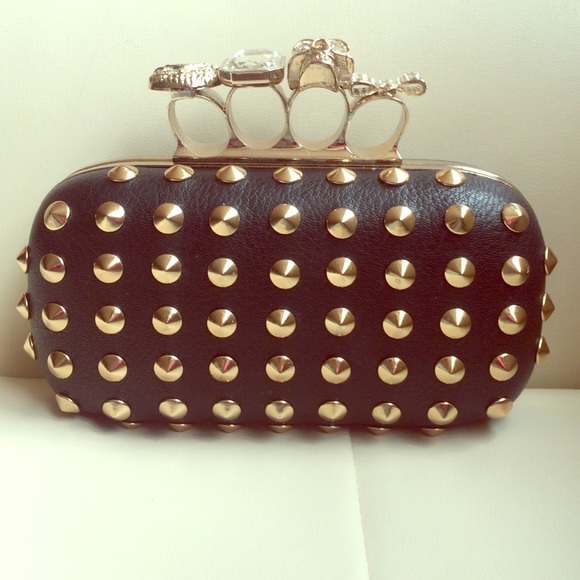 Black Gold-Studded Clutch