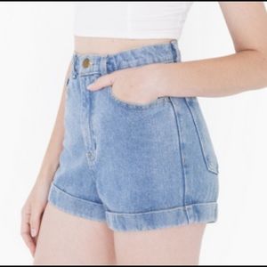 American Apparel light wash high waisted shorts!