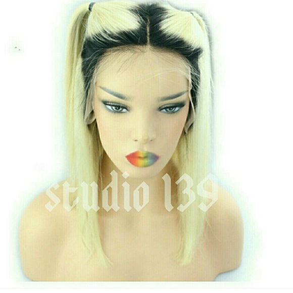 Celebrity inspired blonde ombre Bob lace front wig main image 3