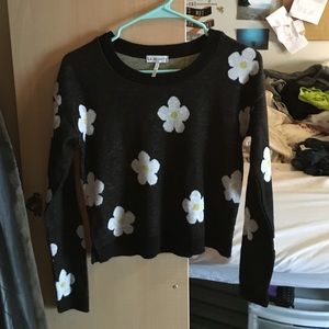 Floral crop sweater