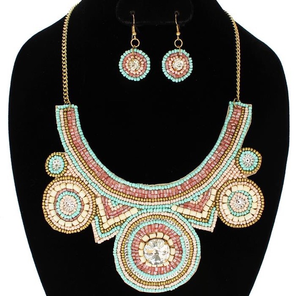 Circle Bead Bib Style Necklace