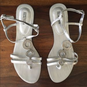 KENNETH COLE | Metallic silver, embellished sandal