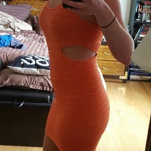 Bebe sexy orange cut out dress