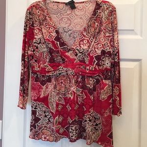 Great top!  V-neck red paisley print.