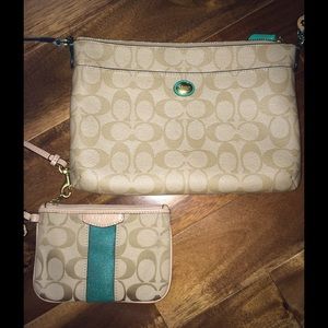 Authentic Coach crossbody bag and wristlet