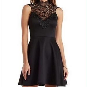 Crochet yoke skater dress