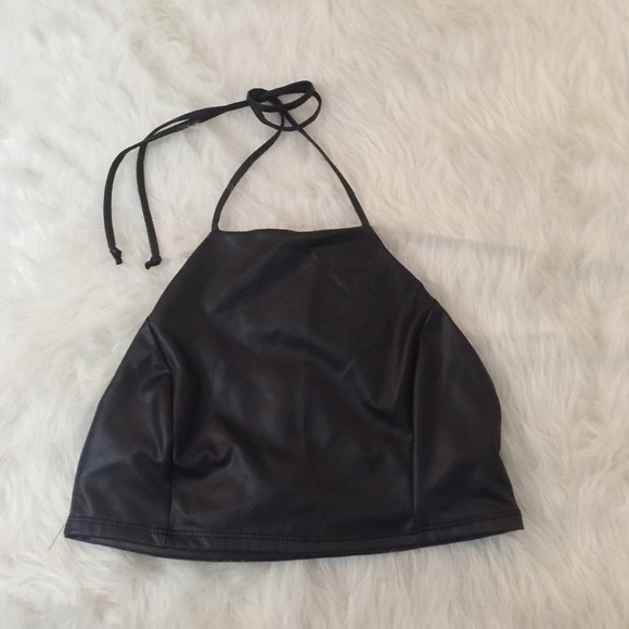 Faux leather crop top