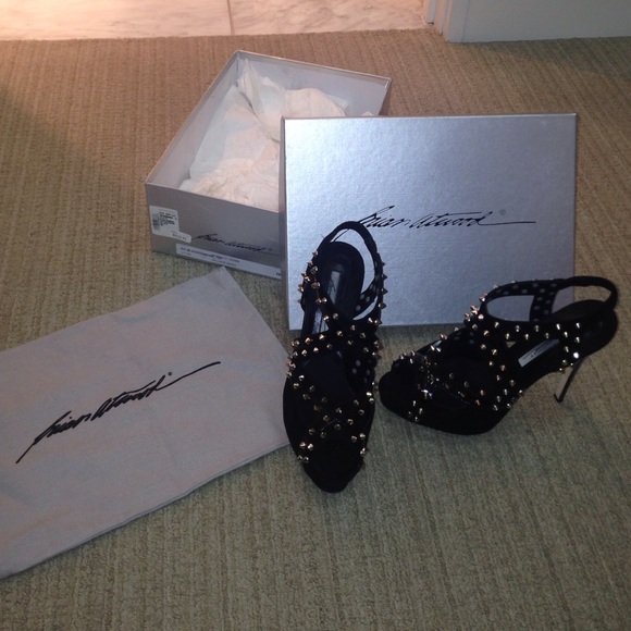 Suede patent leather gold stud Brian Atwood