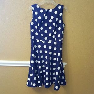 Navy blue polkadot dress