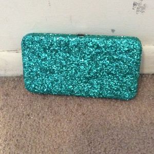 Green sparkly evening clutch