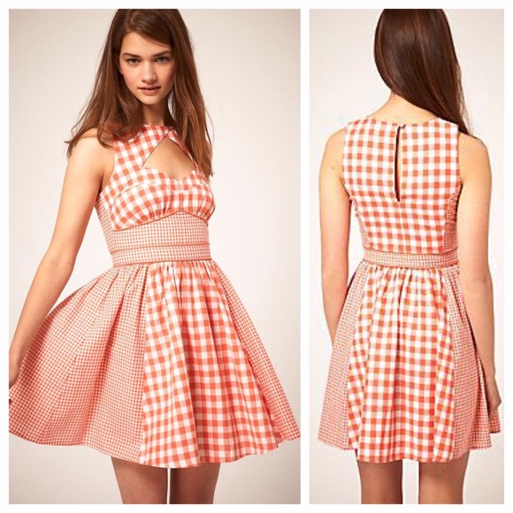 ASOS gingham check pinup cut skater dress
