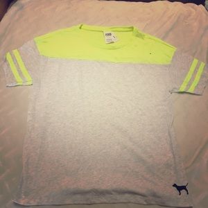 Grey & neon yellow PINK VS shirt