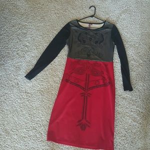 Red/Black Print Dress