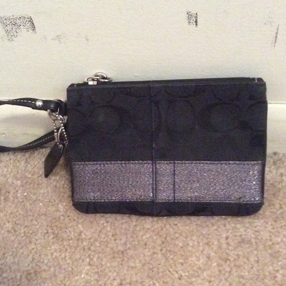 Coach black and silver wristlet bag - Picture 1 of 4