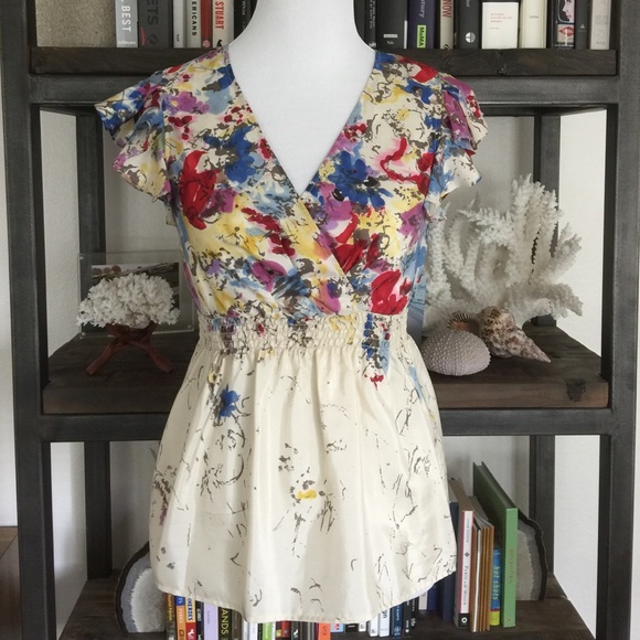 Anthropologie Tops - Anthropologie 100% Silk Watercolor Blouse