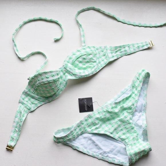 green gingham swimsuit