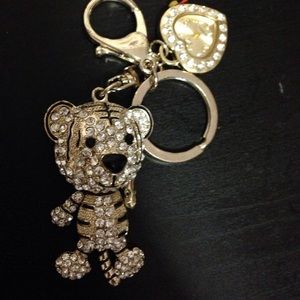 Cute bejeweled tiger keychain/ pocket watch