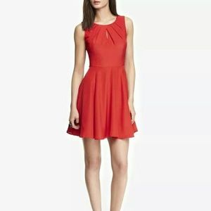 Express Red fit and flare keyhole dress