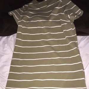 Green and White Stripes T-Shirt Dress