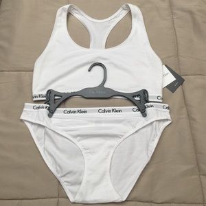 White Calvin Klein panties and sports bra set NWT