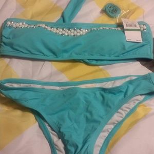 Michael kors two pieces bathing suits turquoise