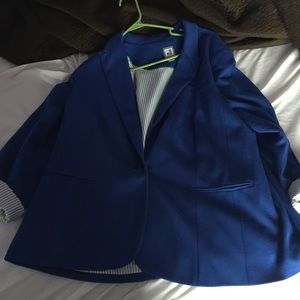 Cobalt Blue Blazer with stripped inner lining