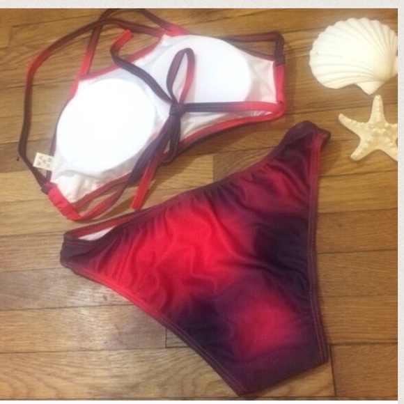 Pink Tie Dye Halter Crop Top Bikini - Picture 5 of 5