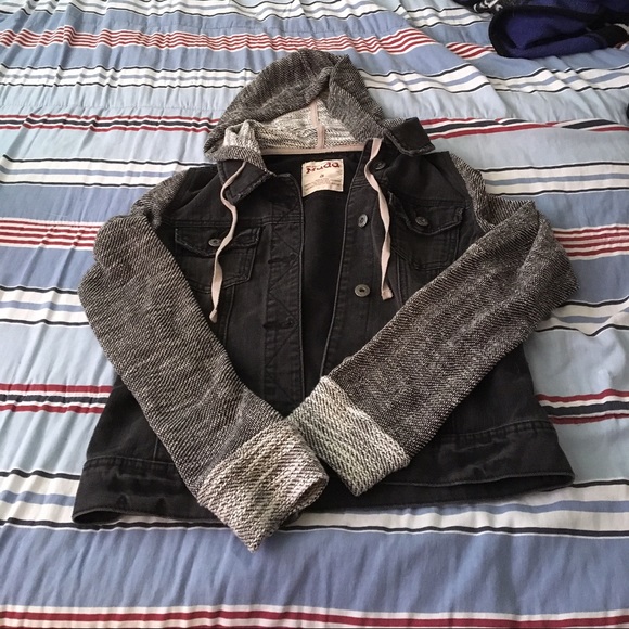 Jean/ fabric hooded jacket - Picture 1 of 4