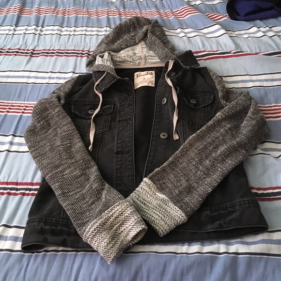 Jean/ fabric hooded jacket - Picture 2 of 4