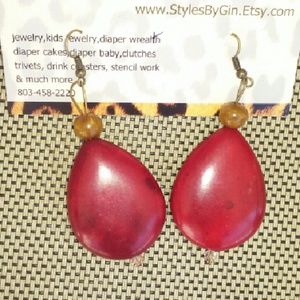 New red howlite earrings