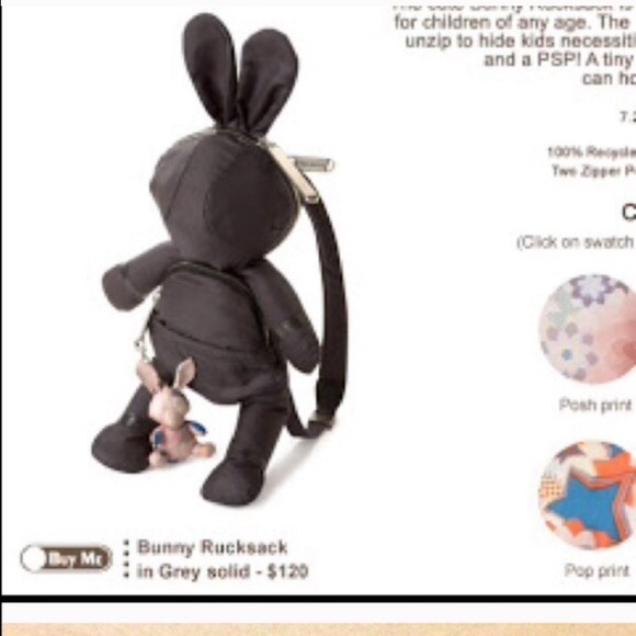 NWT Stella McCartney bunny rucksack- dark grey