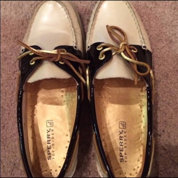 Authentic gold metallic sperrys