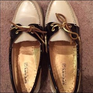 Authentic gold metallic sperrys