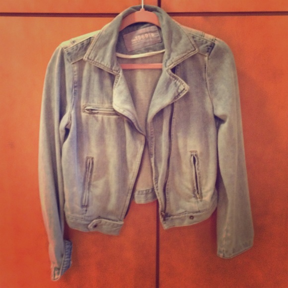 Gap distressed motorcycle jean jacket